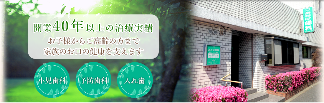 中河原で開業34年の治療実績 お子様からご高齢の方まで、家族のお口の健康を支えます 小児歯科 予防歯科 義歯